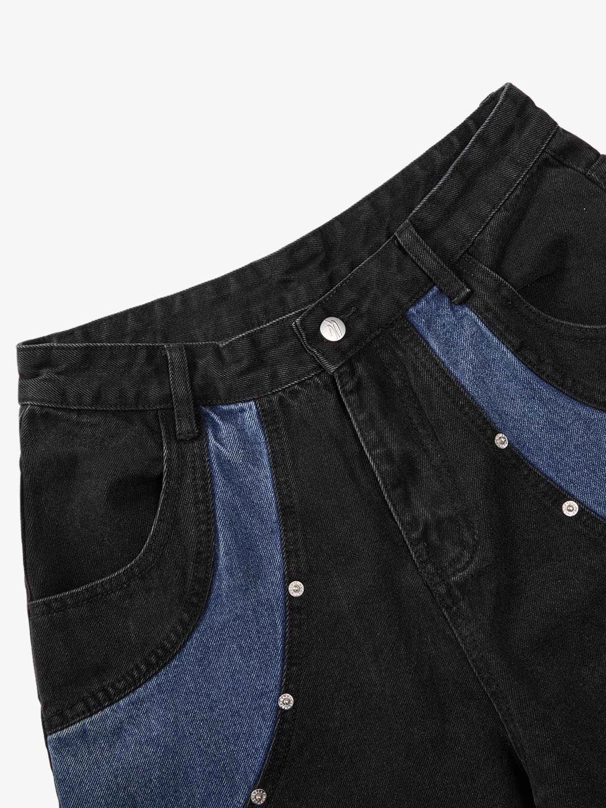 Deconstructed Patchwork Short-Sleeve Cropped Denim Set