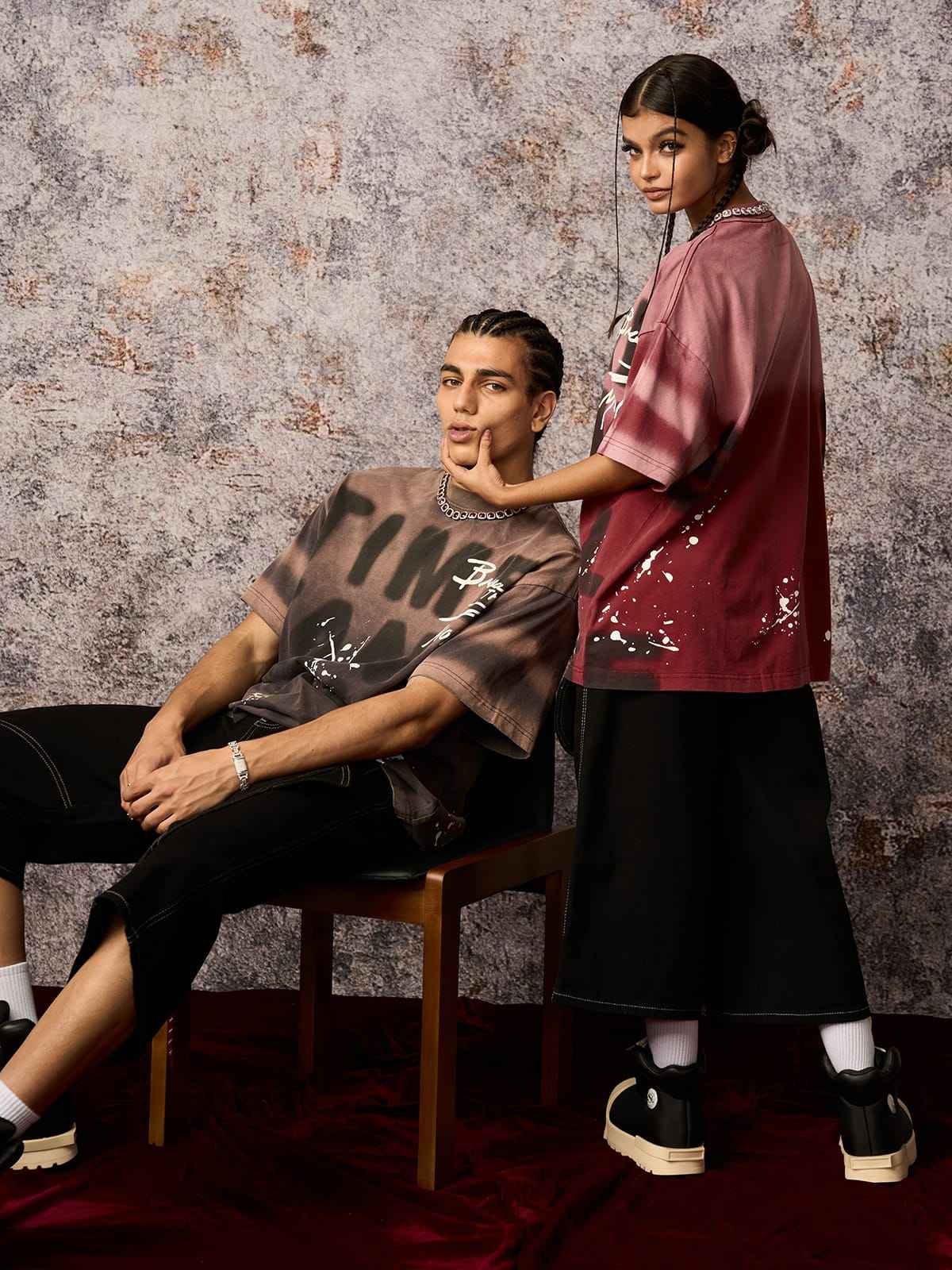 Ink Splash Letter Print T-Shirt - Unisex Oversized Graphic Streetwear Tee