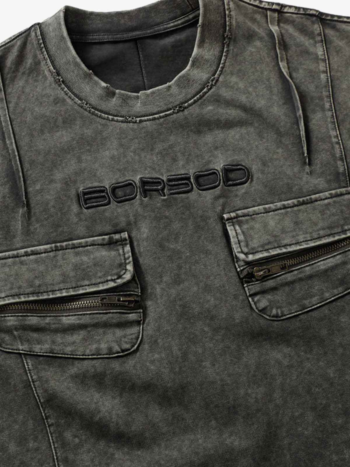 Vintage Washed Multi-Pocket T-Shirt