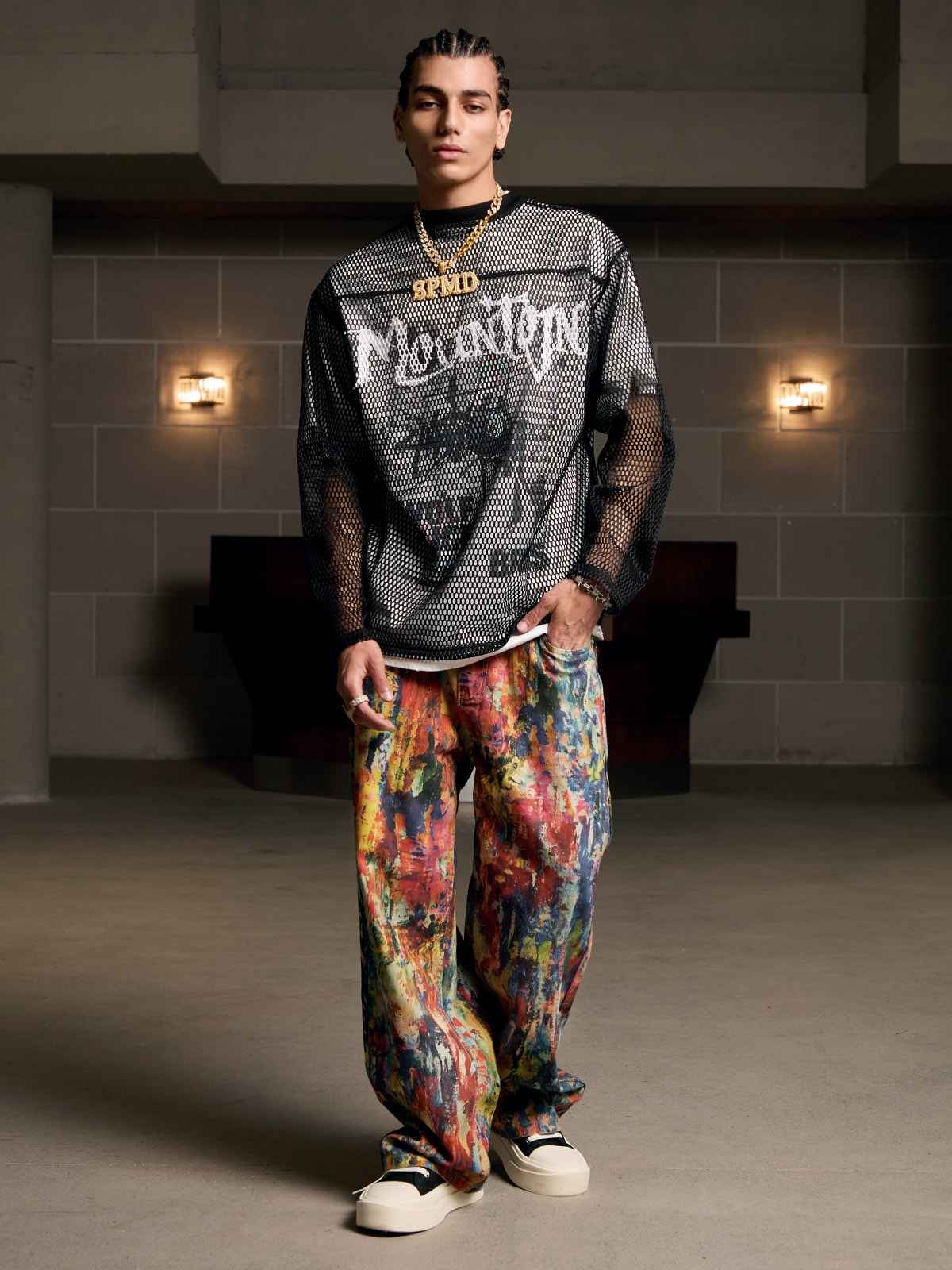 Street Oil Painting Color Straight Jeans - 2348