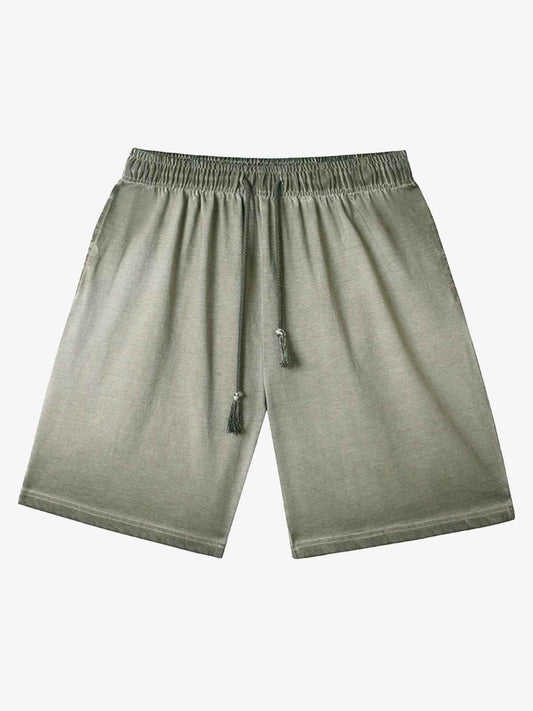 Distressed Washed Drawstring Shorts