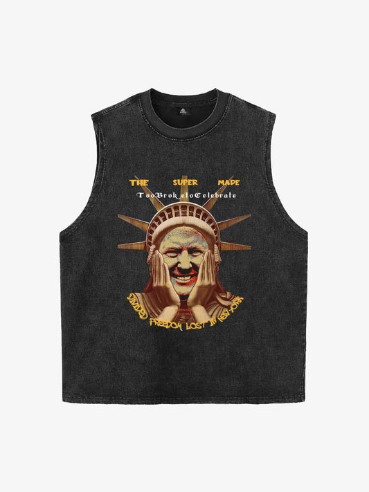 Original Fun Graffiti Print Vest Unique Graphic Tank Top