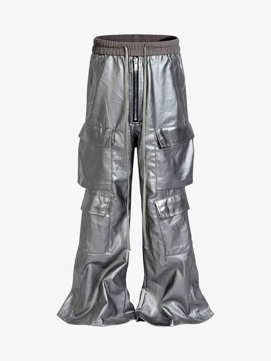 RO Style Matte Coated Leather Baggy Trousers - 2339