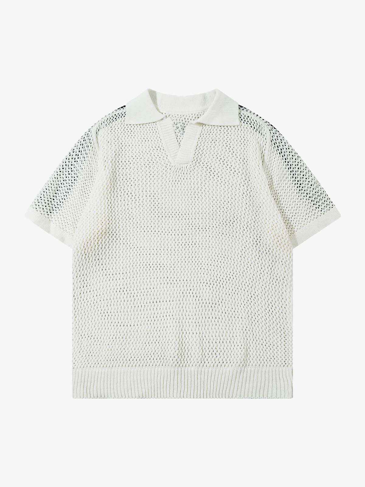 Knitted Short Sleeve Polo Sweater