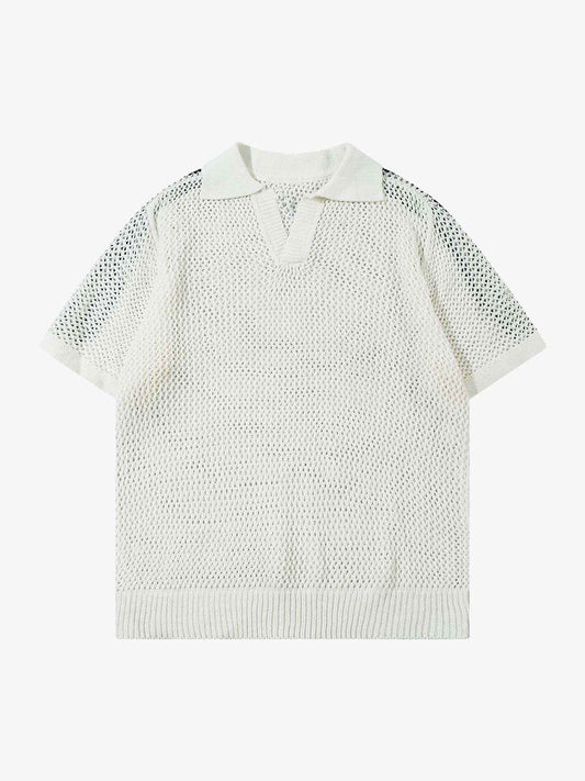 Knitted Short Sleeve Polo Sweater