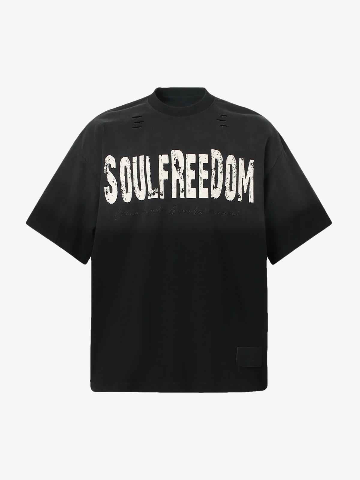 Distressed Gradient Graphic Tee - Heavyweight Oversized Vintage Wash T-Shirt