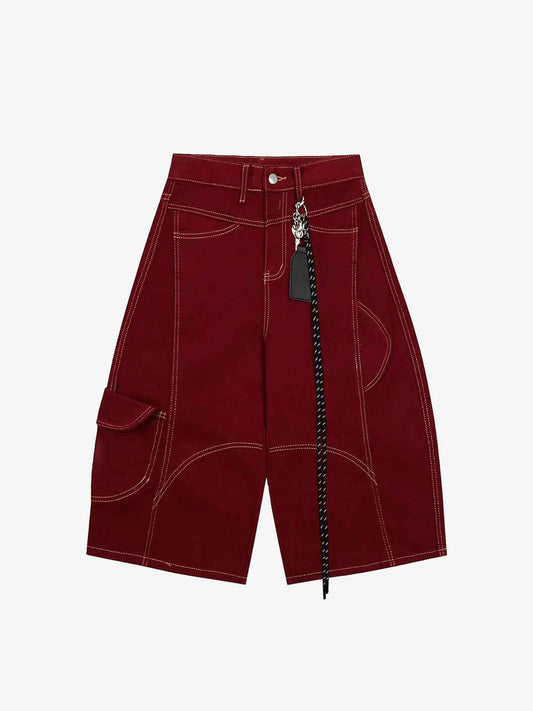 Denim Welt-Embellished Cargo Jorts - 2408