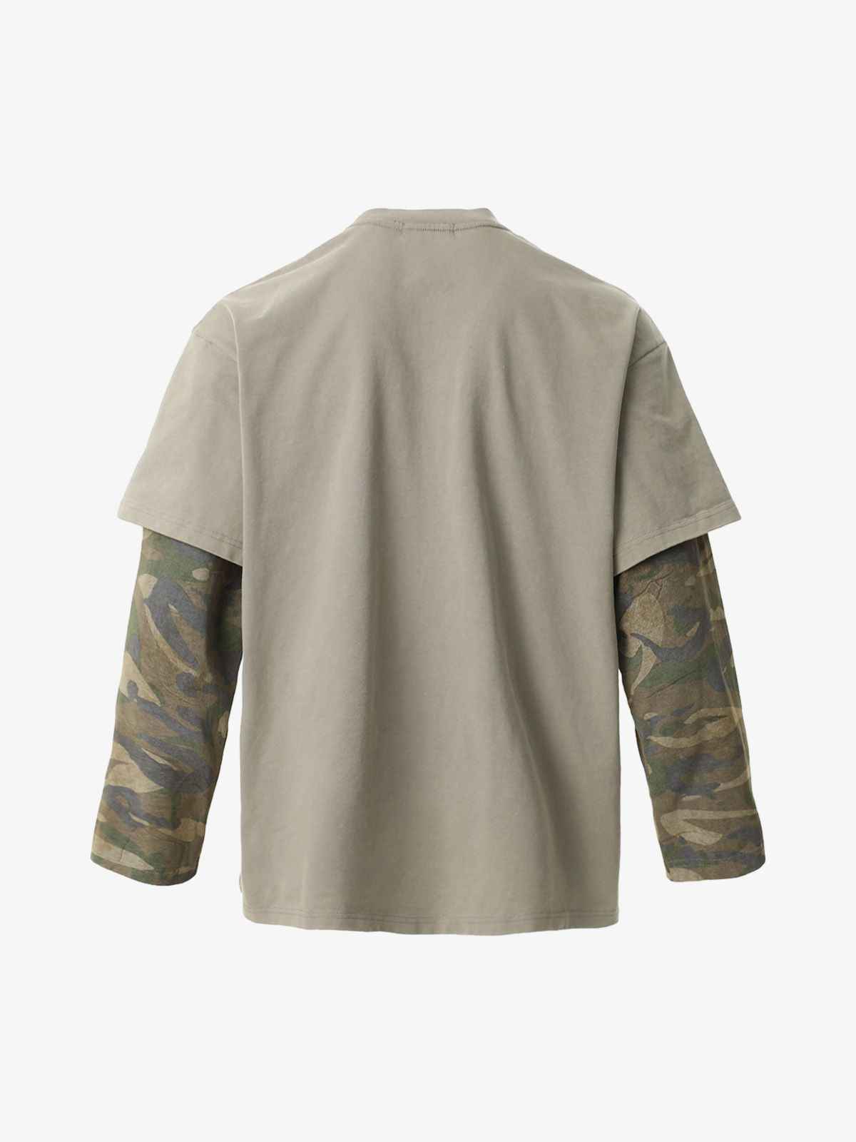 Jersey Distressed Camouflage Faux Two-Piece Graphic T-Shirt - 2420