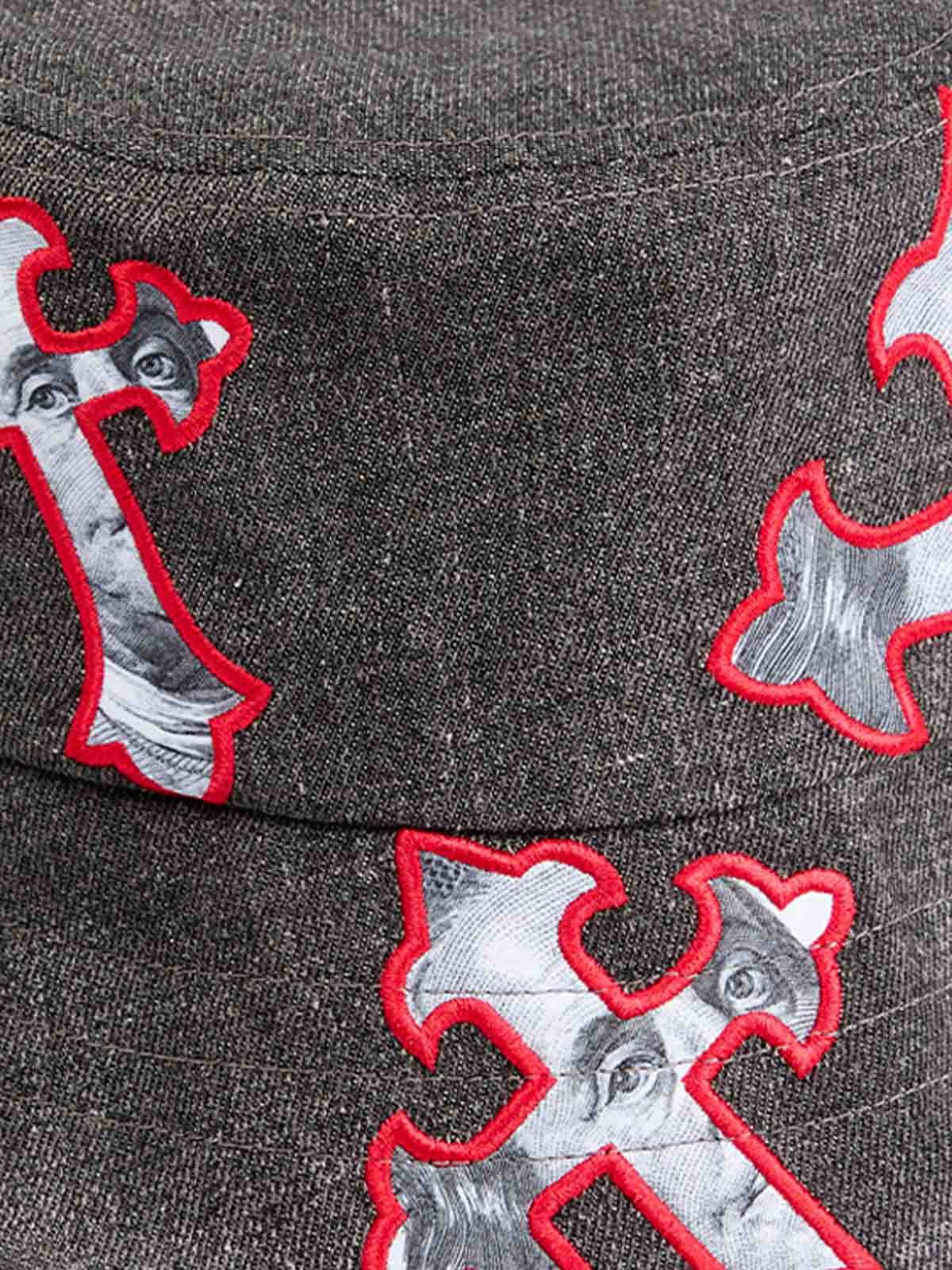 Cross And Portrait Denim Bucket Hat - Luxuryurbanwear