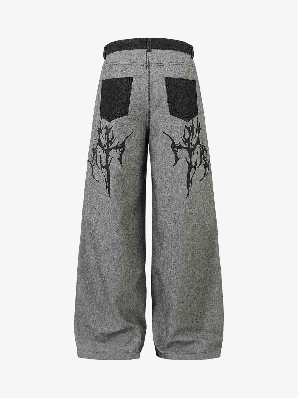 Tribal Flame Print Baggy Jeans