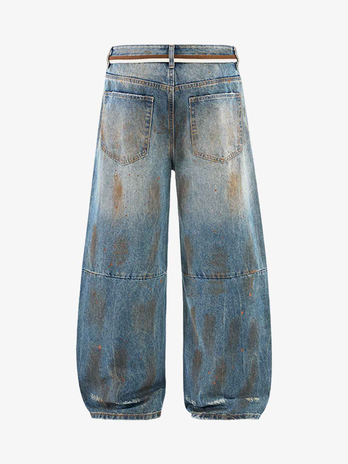 Retro Ink-Splashed Ripped Jeans