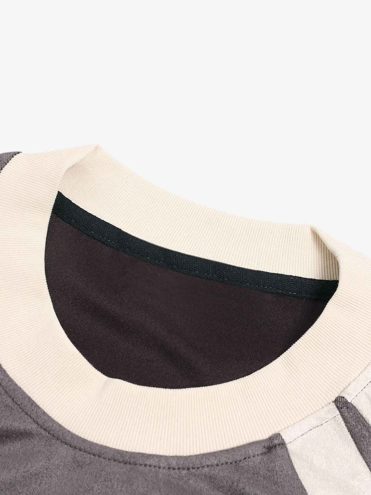 Deconstructed Contrast Color Stitching Printed T-shirt