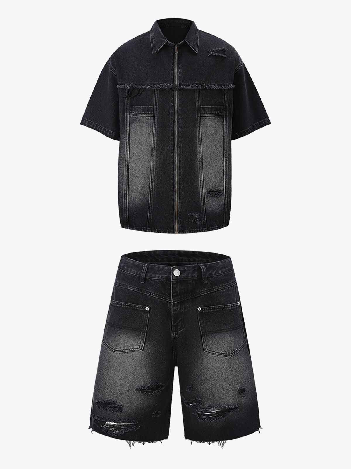 Denim Distressed Ripped Suit - 2460