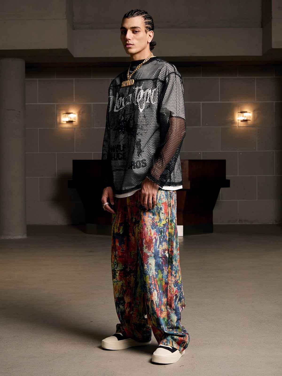 Street Oil Painting Color Straight Jeans - 2348