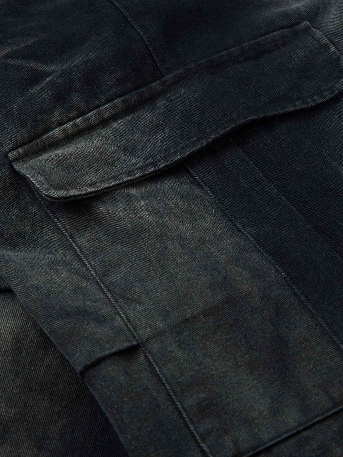 Washed Multi Pocket Drawstring Cargo Jeans