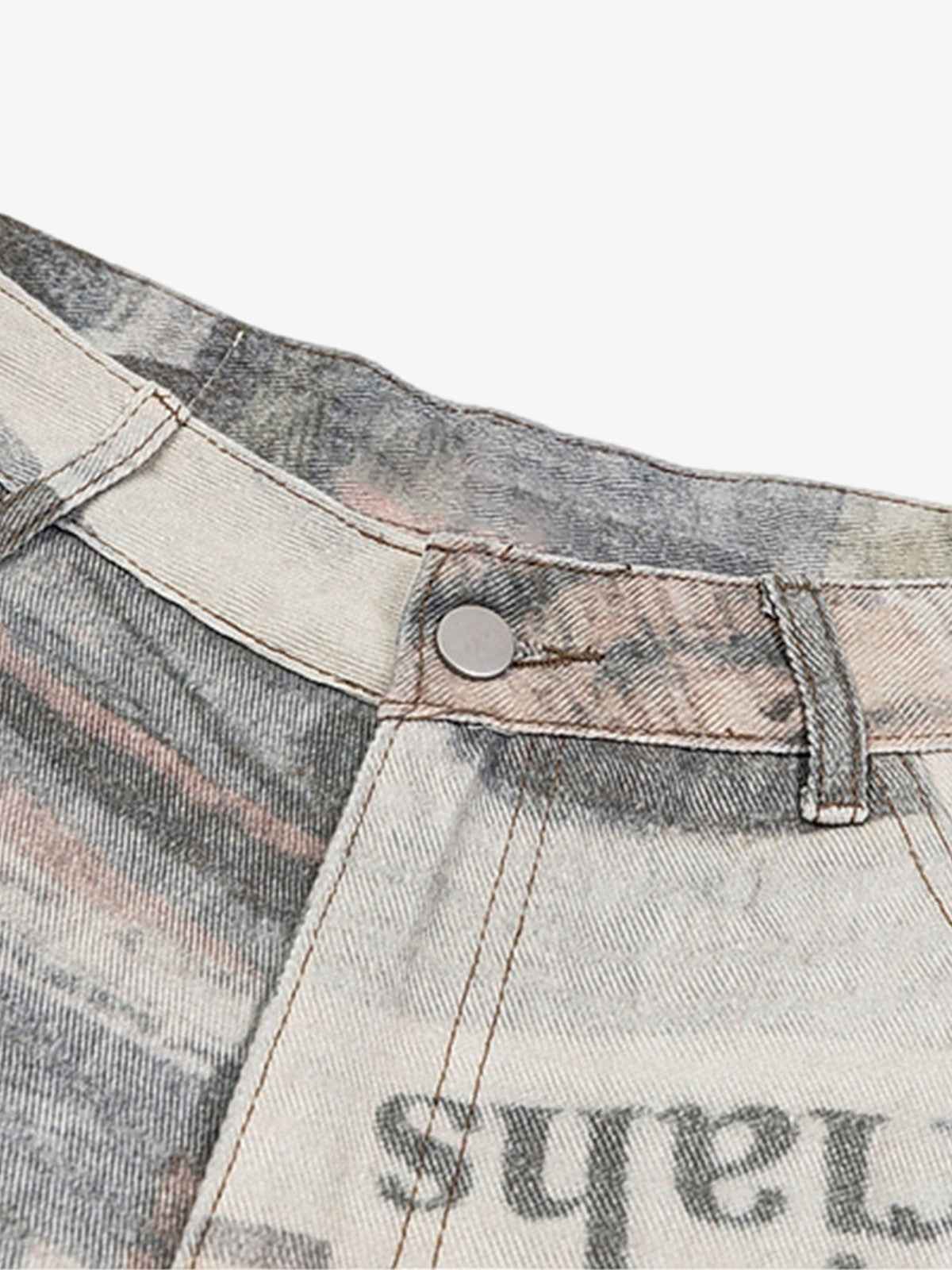 Graffiti Newspaper Baggy Jeans - 2404