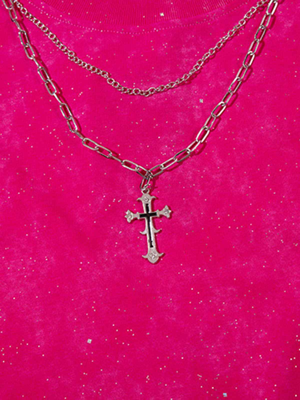 Retro Rhinestone Cross Chain Vest