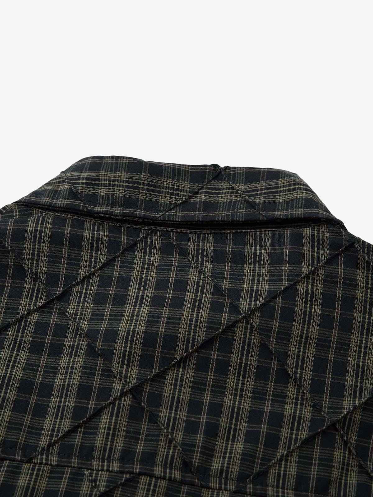 Heavy Plaid Pleated Striped Faux Two-Piece Polo Shirt