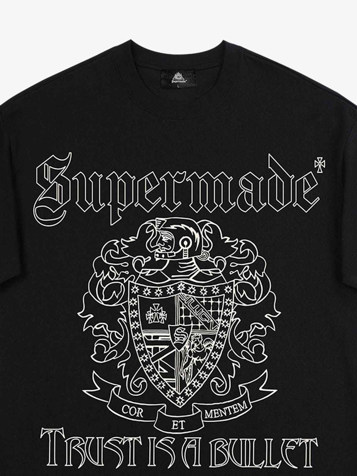Original Gothic Letter Family Shield Badge Print T-Shirt