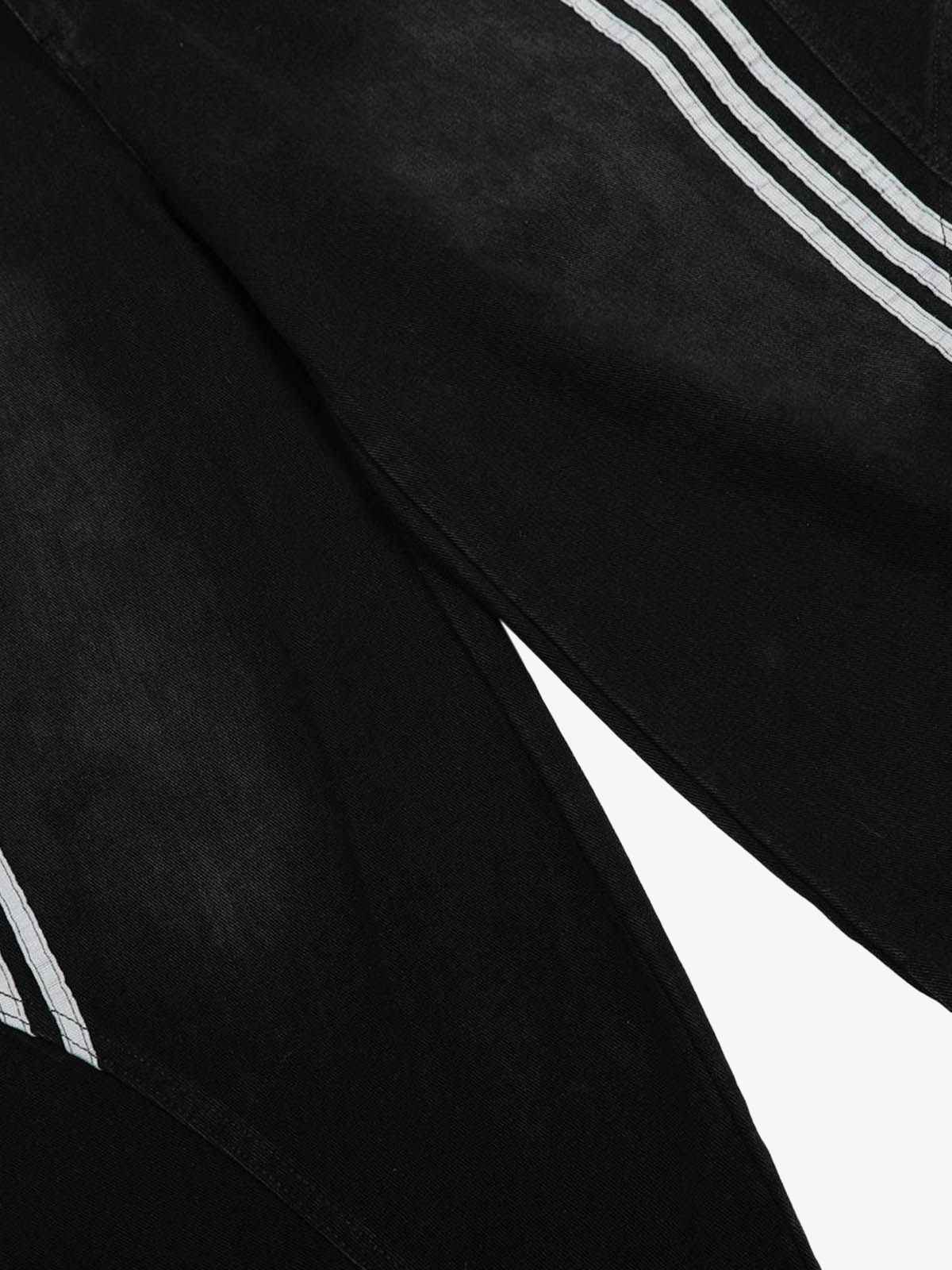 Denim Contrast Striped Stitching Barrel Jeans - 2504