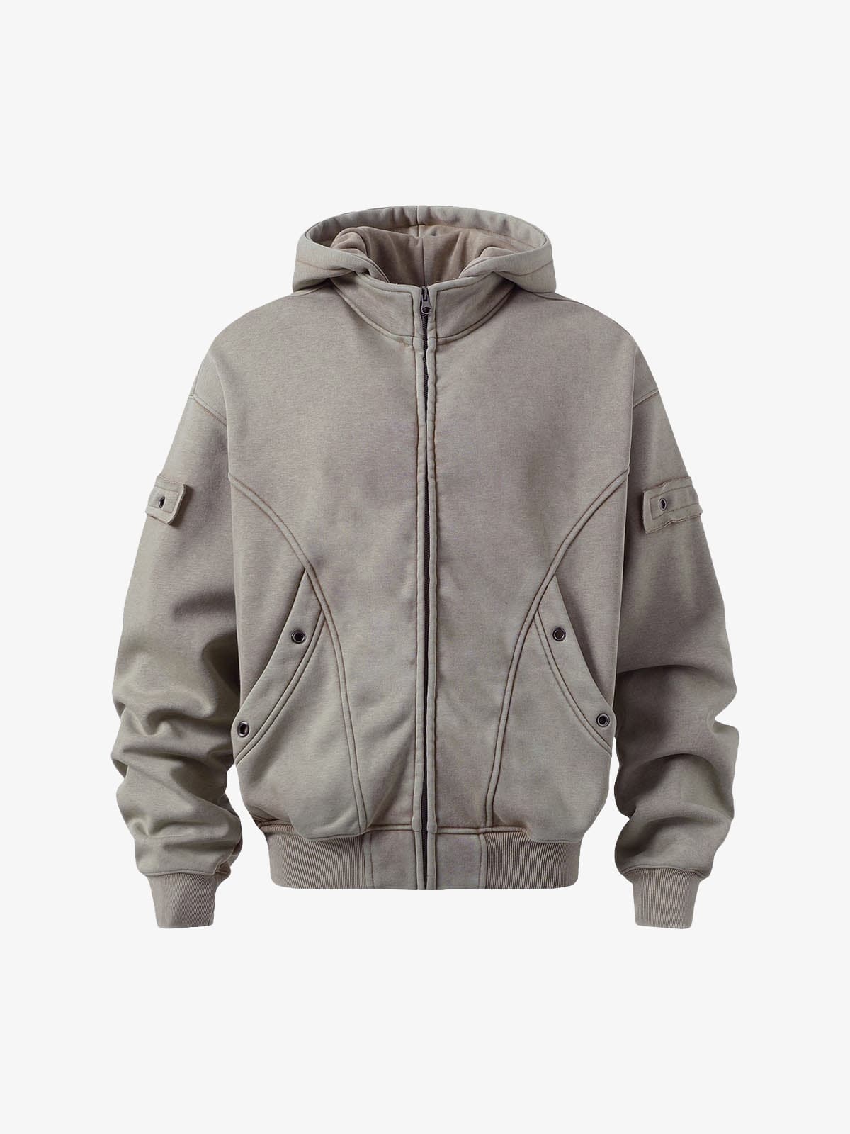 Wasteland Style Washed Zipper Up Sweatshirt - Luxuryurbanwear