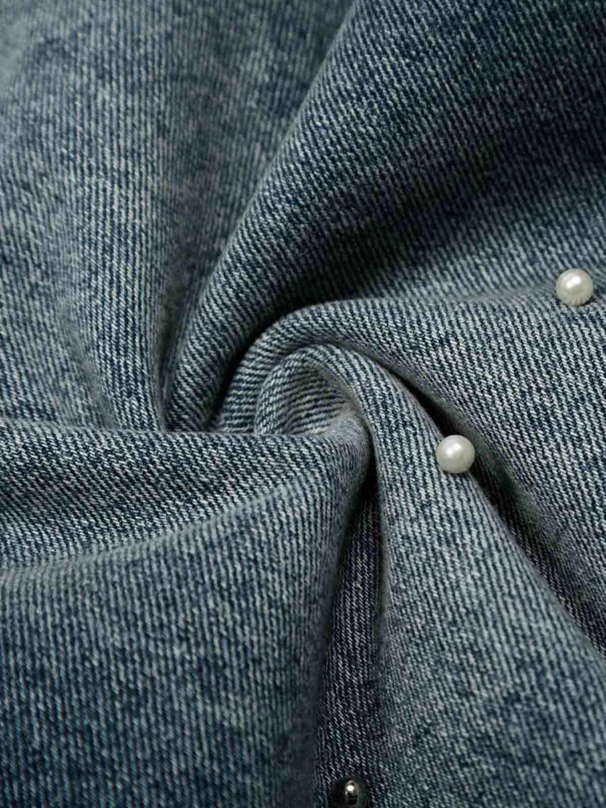 Washed Studded Denim Jorts