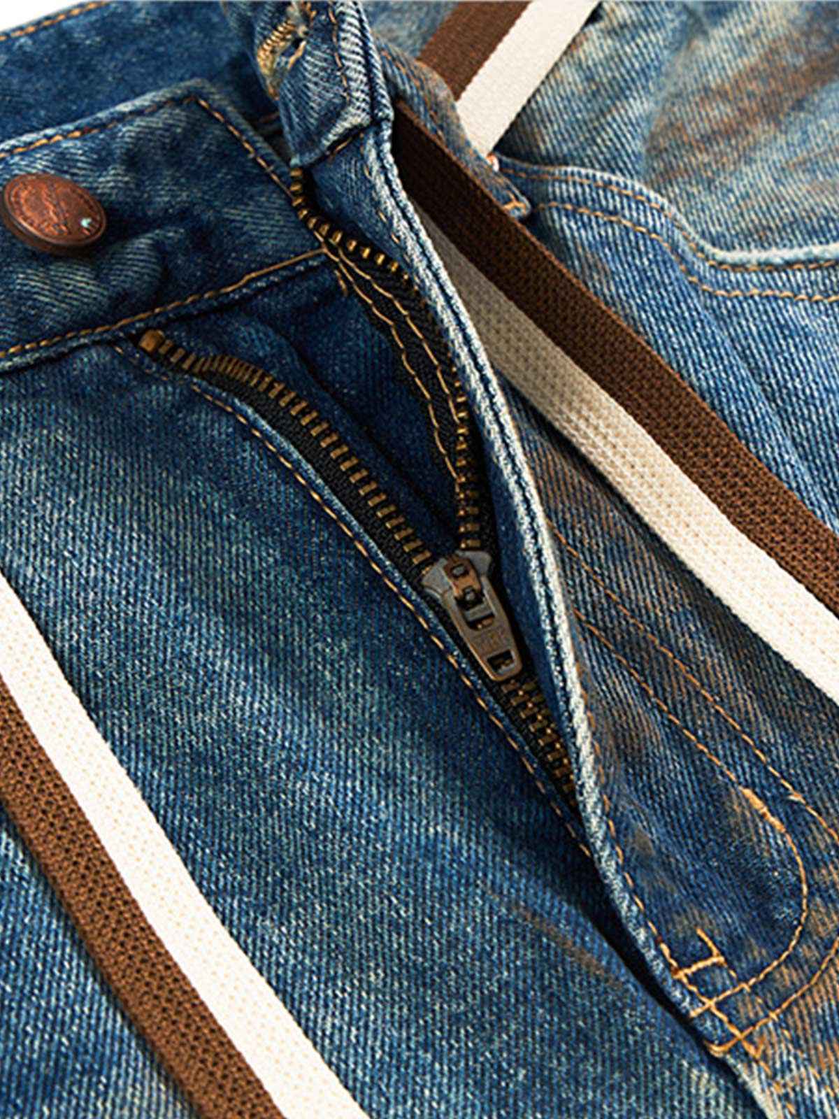 Retro Ink-Splashed Ripped Jeans