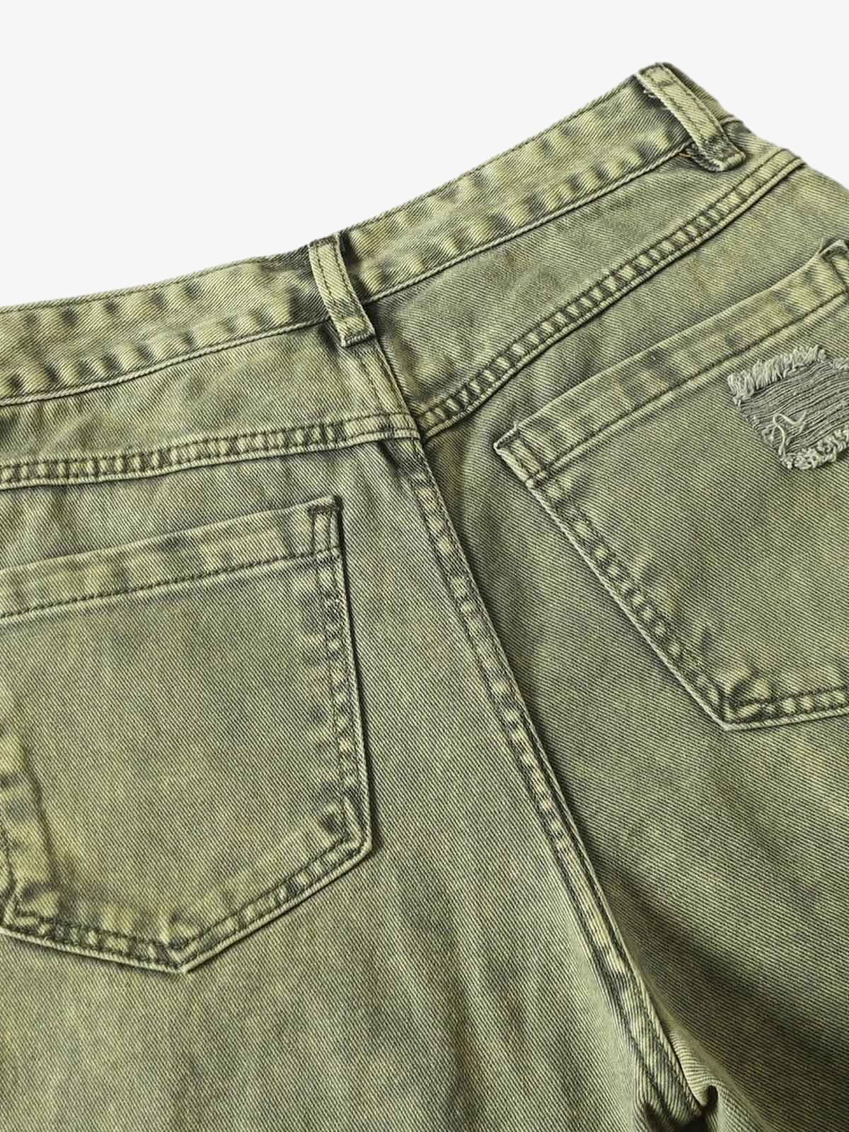 Washed Distressed Ripped Barrel Jeans - Luxuryurbanwear