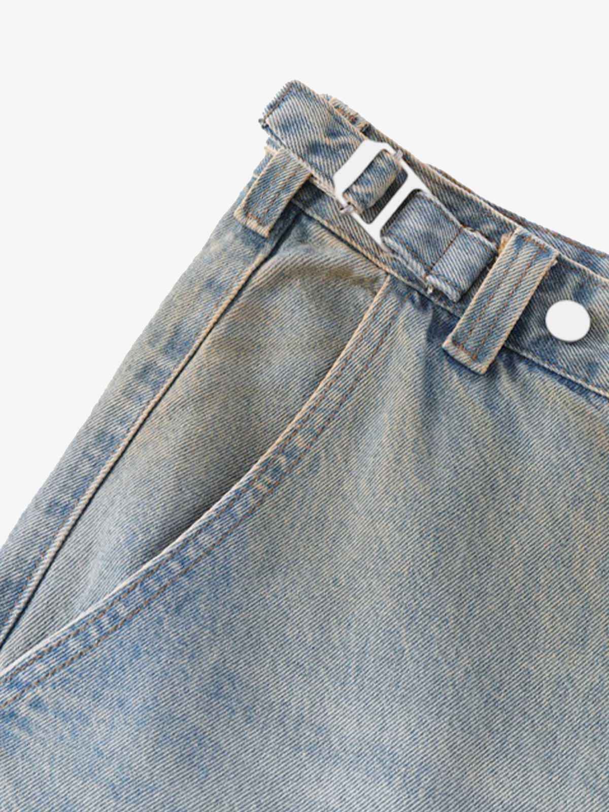 Distressed Washed Detachable Jeans