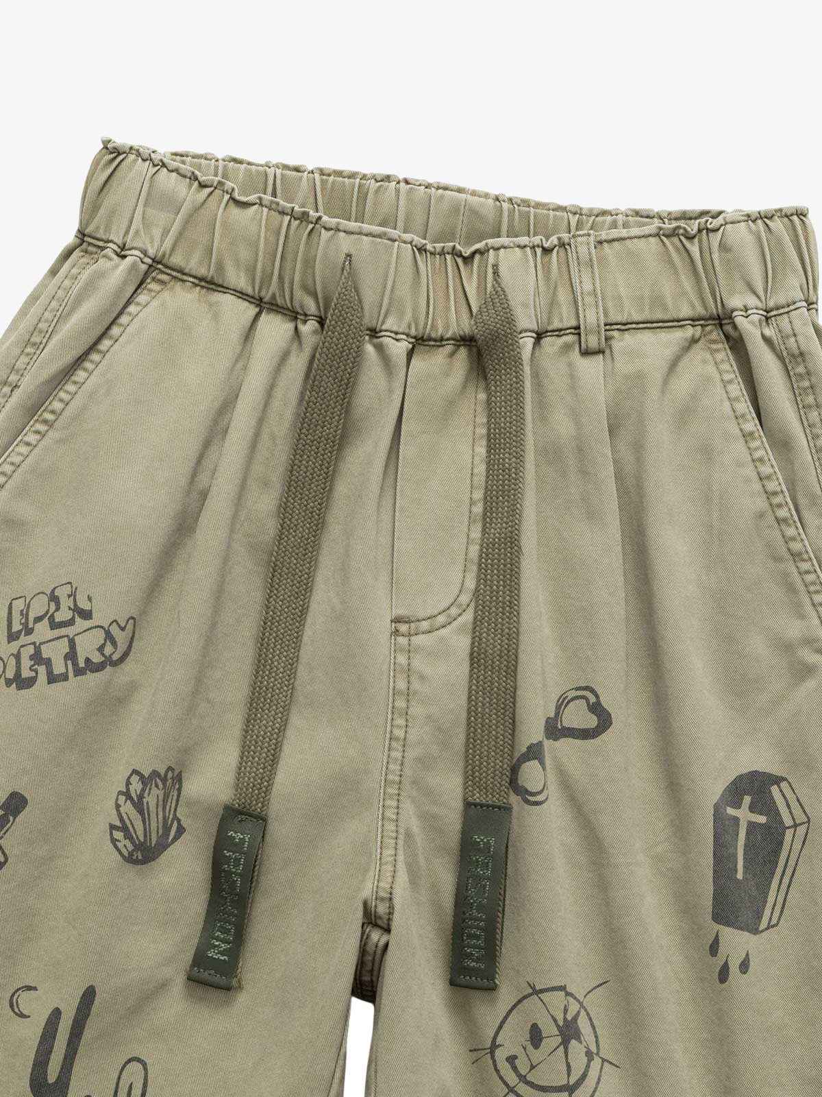 Graphic Print Drawstring Shorts