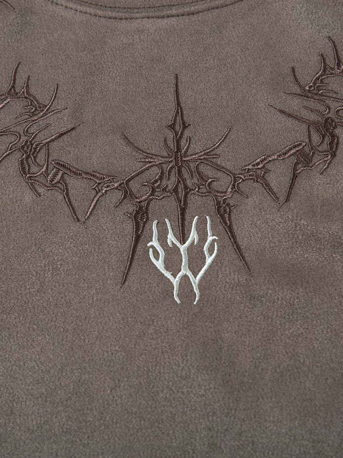 Suede Thorn Embroidered Vest