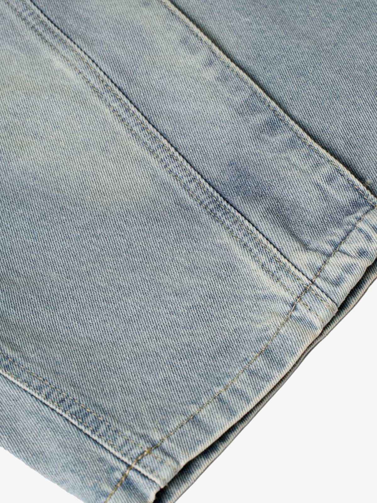 Washed Distressed Deconstructed Split Denim Shorts