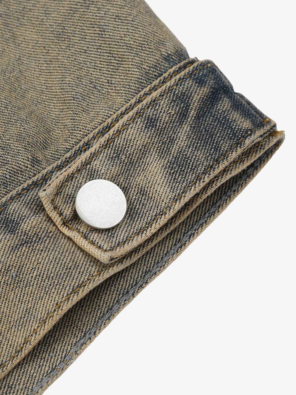 Washed Vintage Letter Print Denim Jacket