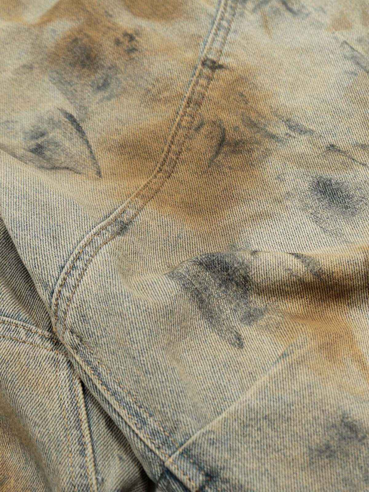 Distressed Tie-Dye Denim Shorts - 2577
