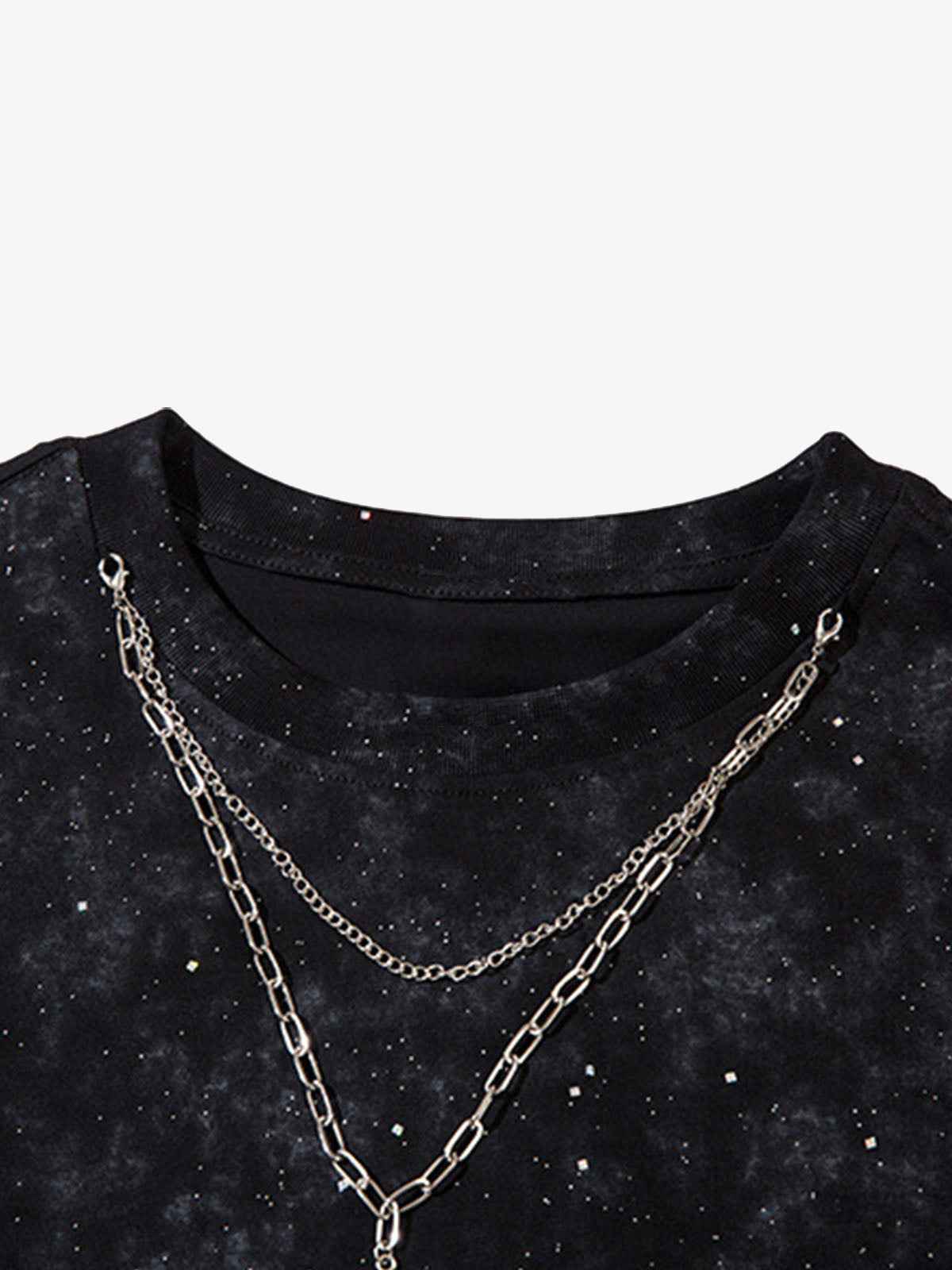 Retro Rhinestone Cross Chain Vest