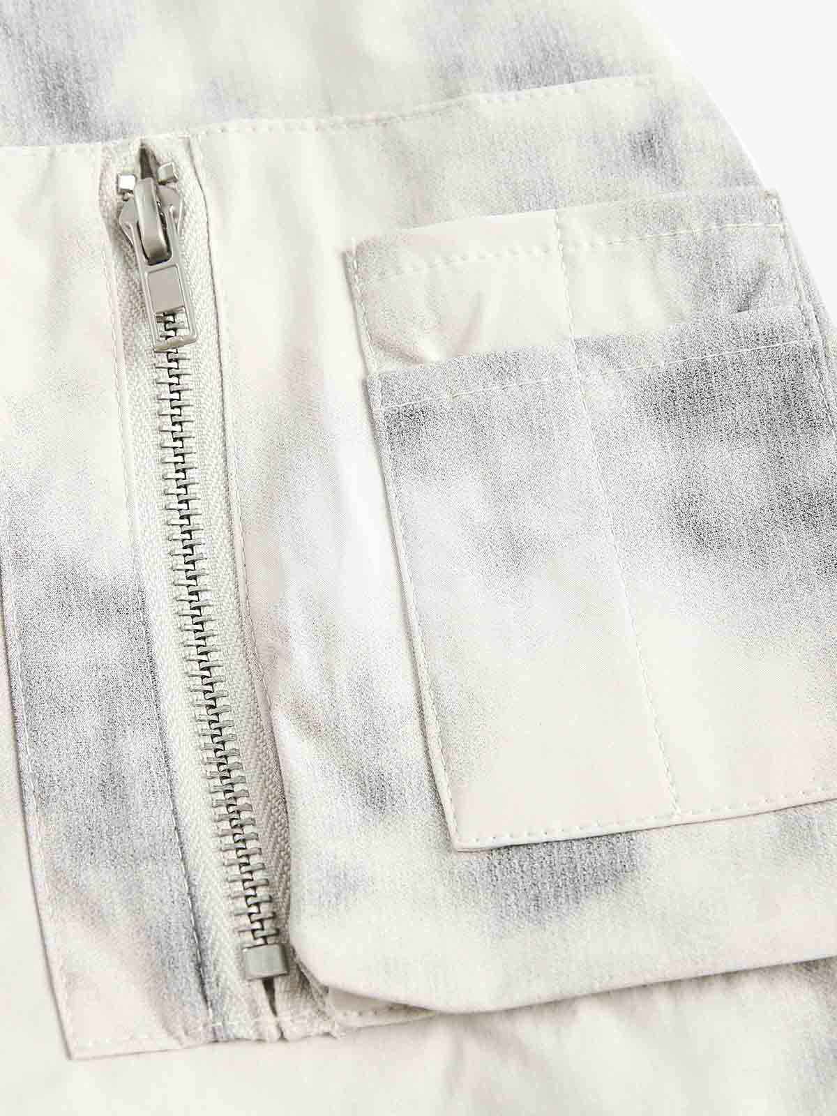 Patchwork Faux Two-Piece Gradient Hooded Bomber Jacket
