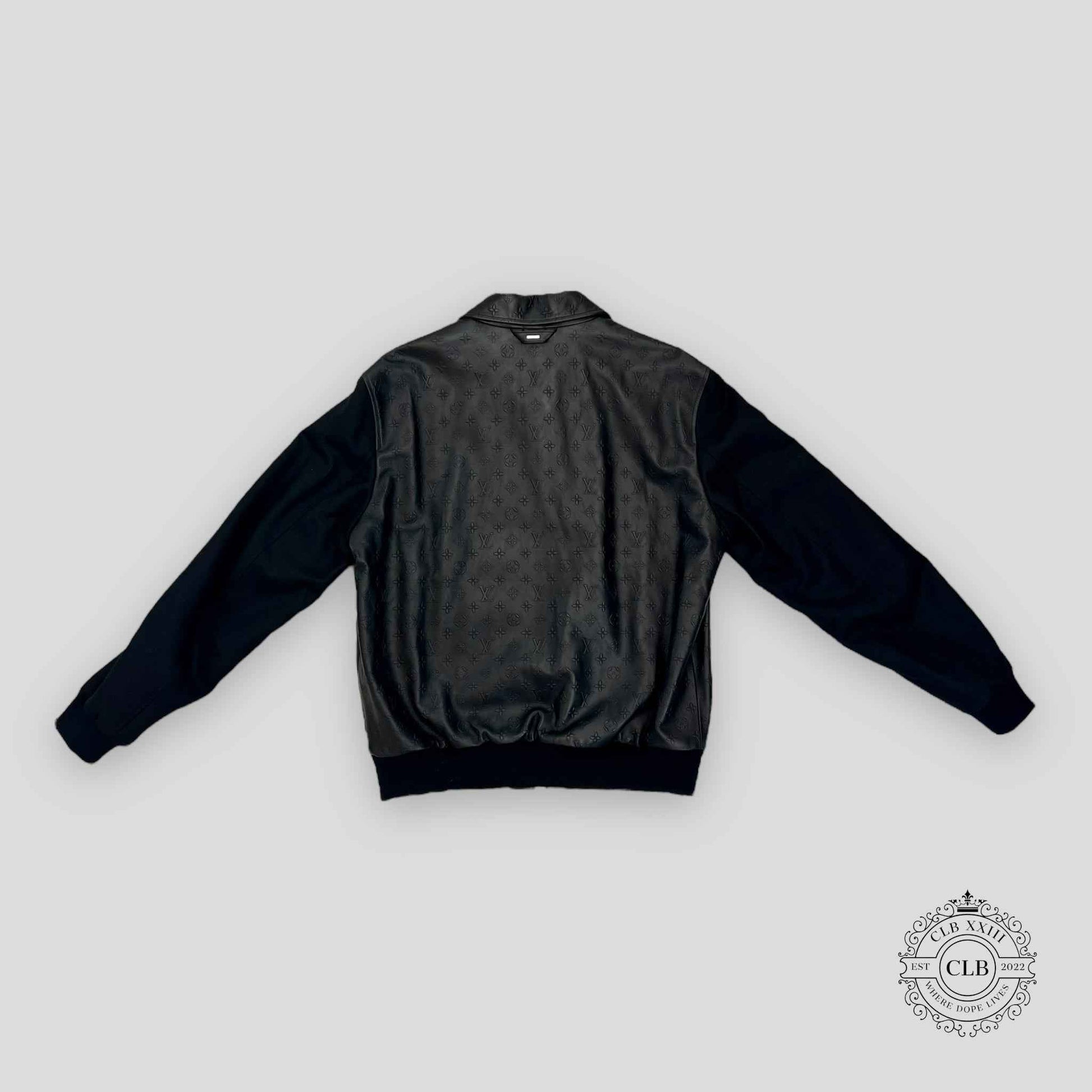 LOUIS VUITTON LVSE MONOGRAM EMBOSSED MIX LEATHER BLOUSON - BLACK