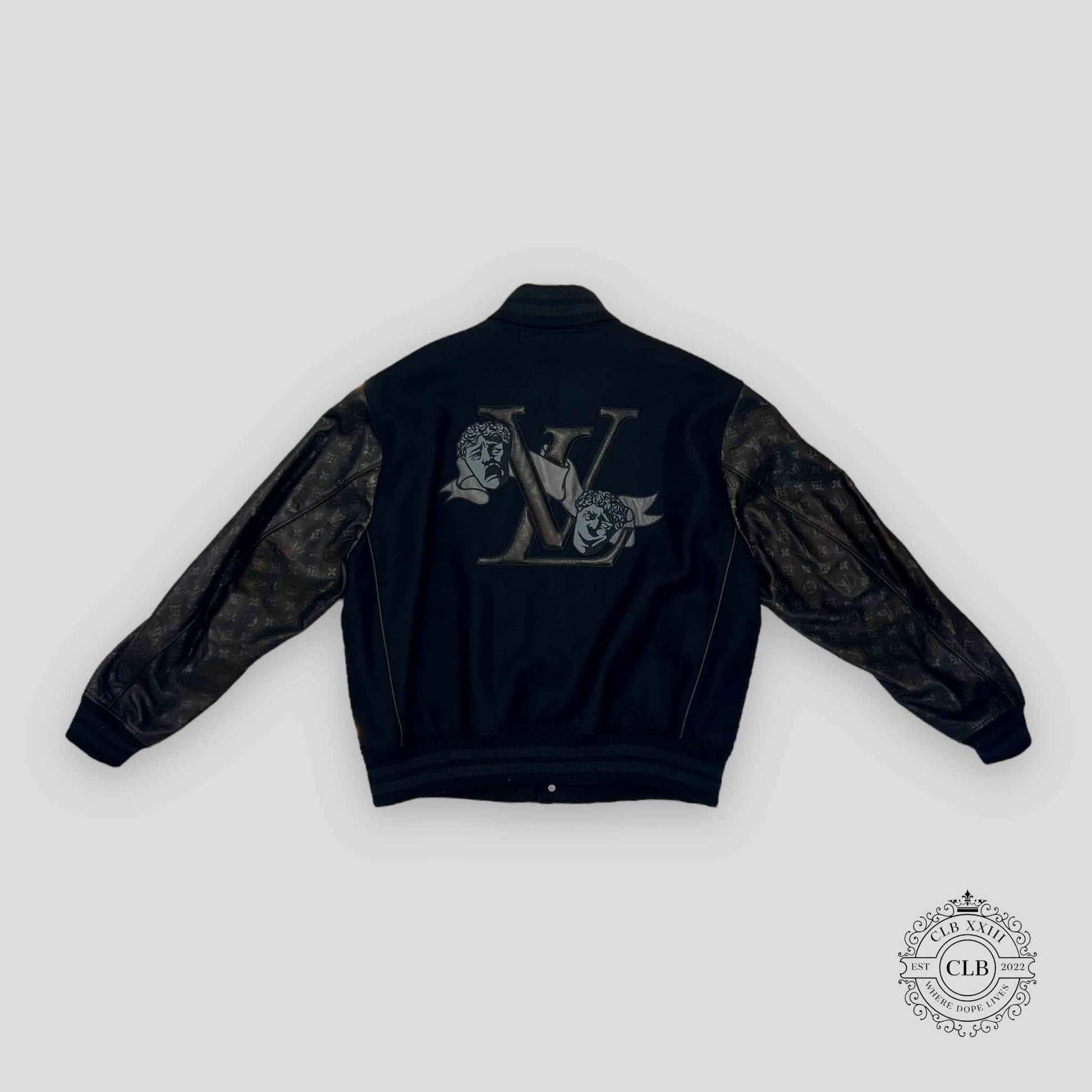 Louis Vuitton Mix Leather Varsity Jacket in Black