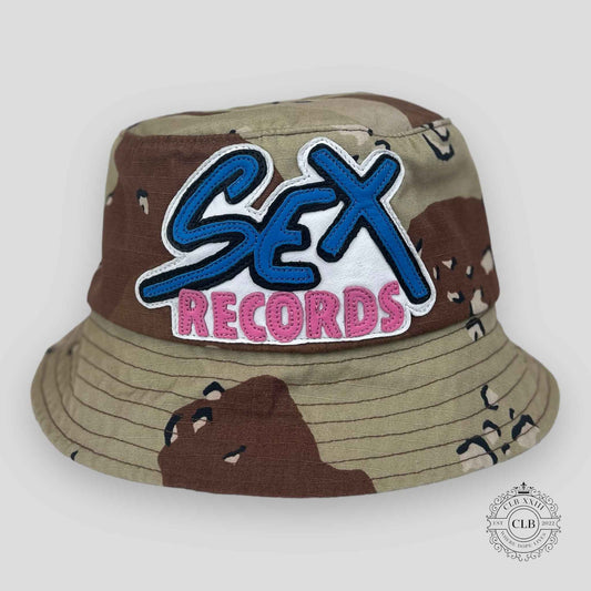Chrome Hearts Sex Records Patch Bucket Hat in Desert Tan