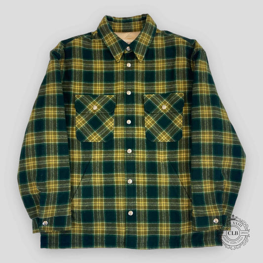 Celine Homme Padded Checked Overshirt in Green
