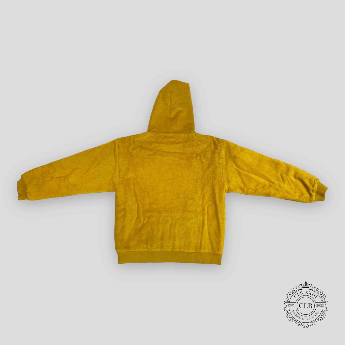 Celine Homme Glitter Sequined Logo Fuzzy Hoodie in Yellow
