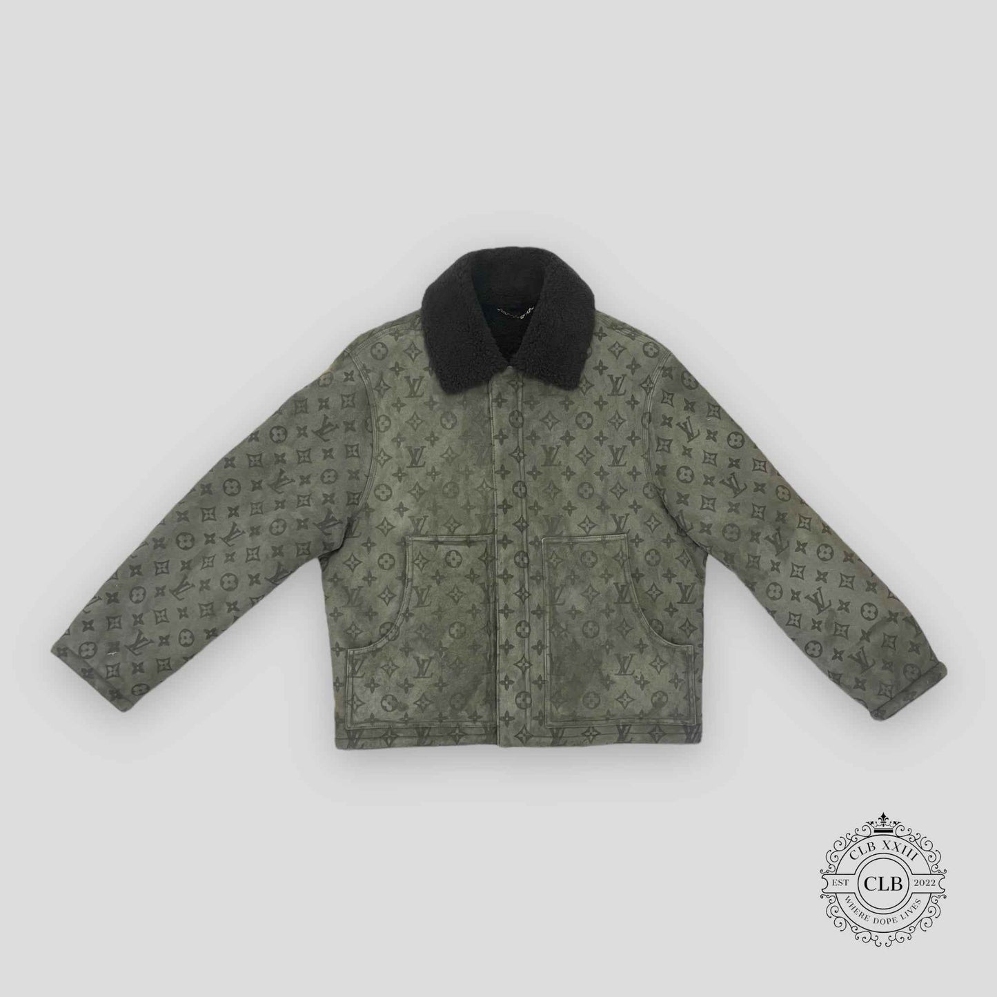 Louis Vuitton Monogram Shearling Jacket in Olive