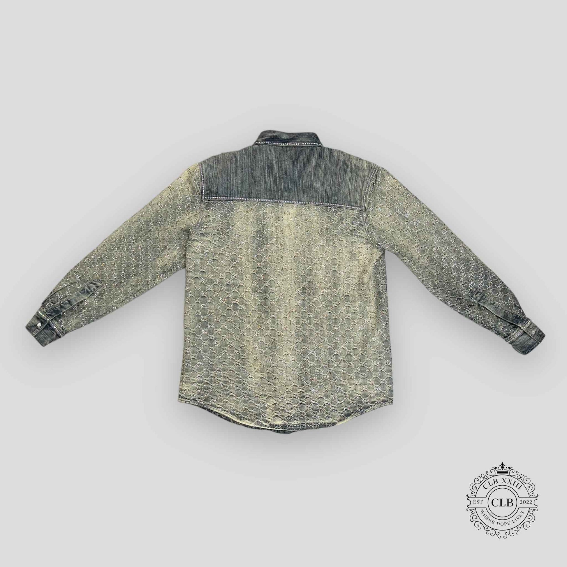GUCCI GG JACQUARD DENIM JACKET - LIGHT BLUE