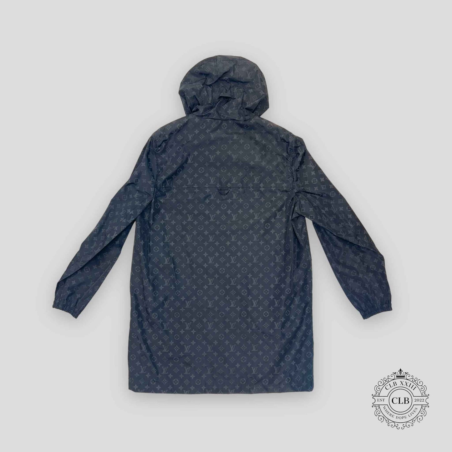 LOUIS VUITTON MIDLENGTH MONOGRAM NYLON WINDBREAKER - BLACK