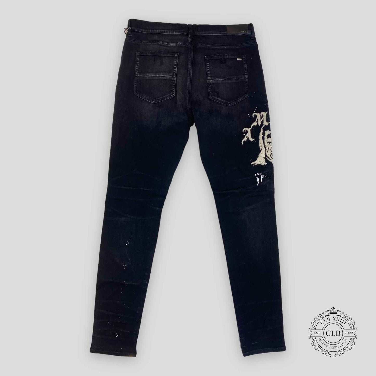 AMIRI X WES LANG REAPER LOGO JEANS - AGED BLACK