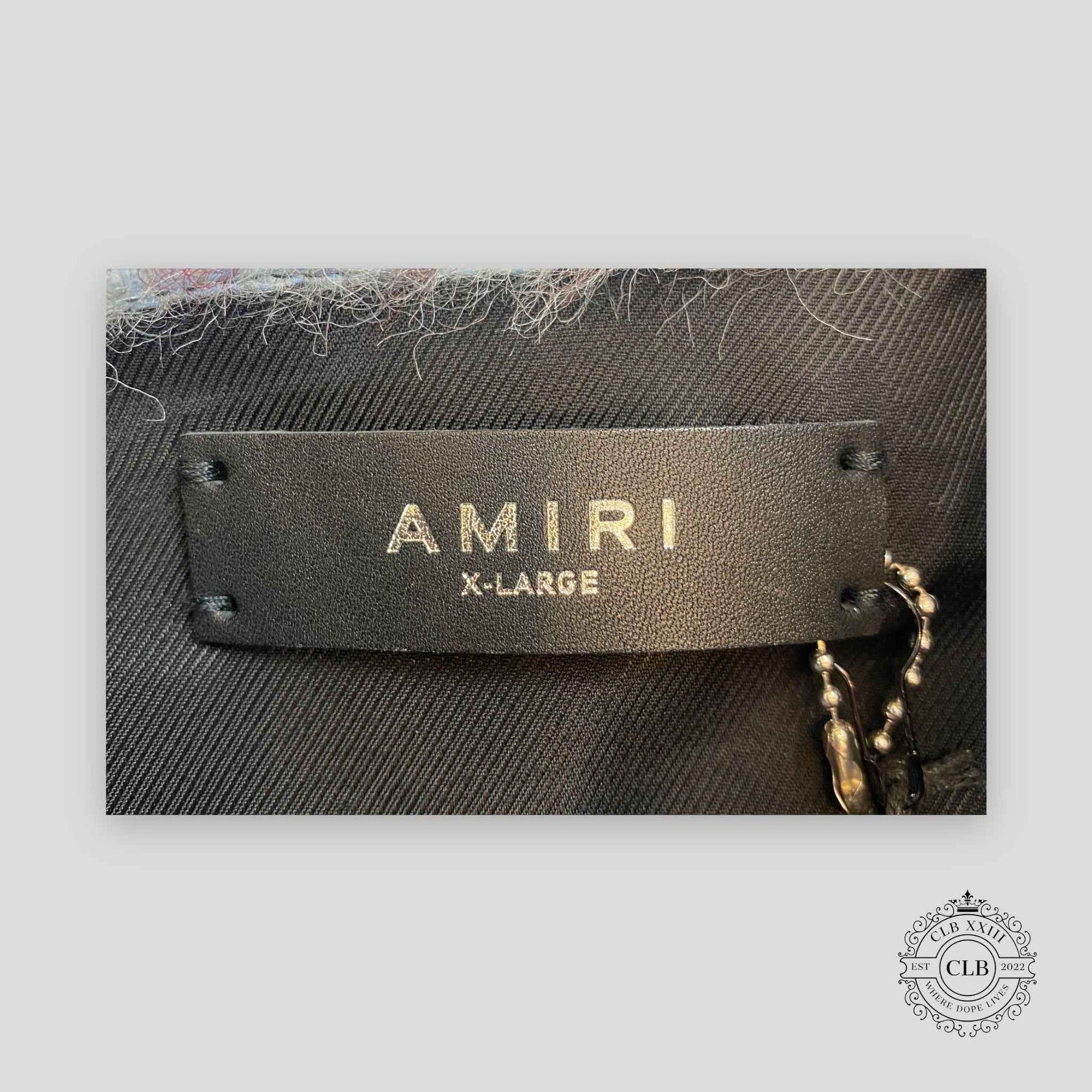 AMIRI PLAID FRINGE PADDED OVERSHIRT - BLUE