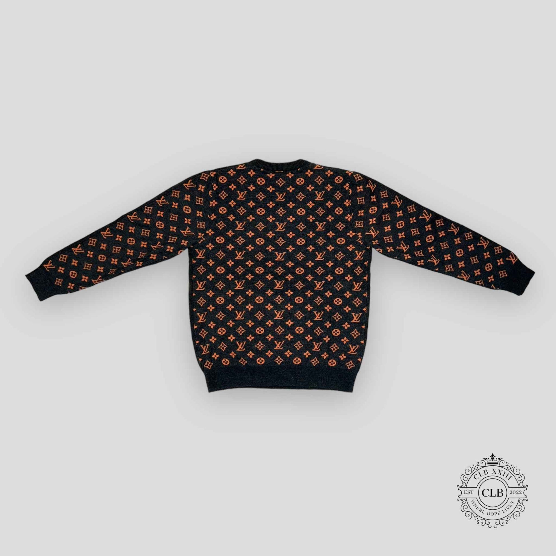LOUIS VUITTON MONOGRAM KNIT SWEATER - GREY/ORANGE