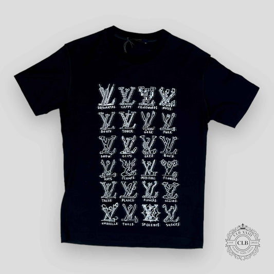 Louis Vuitton Cartoon Logos T-Shirt in Black