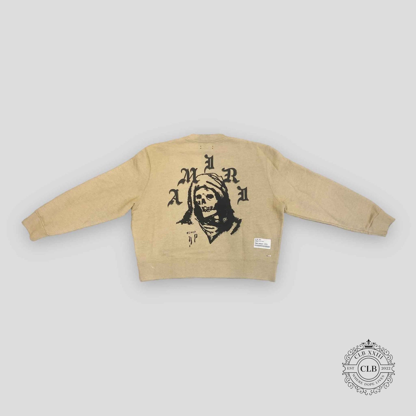 AMIRI WES LANG SOLAR KINGS CREWNECK - HEATHER BIRCH
