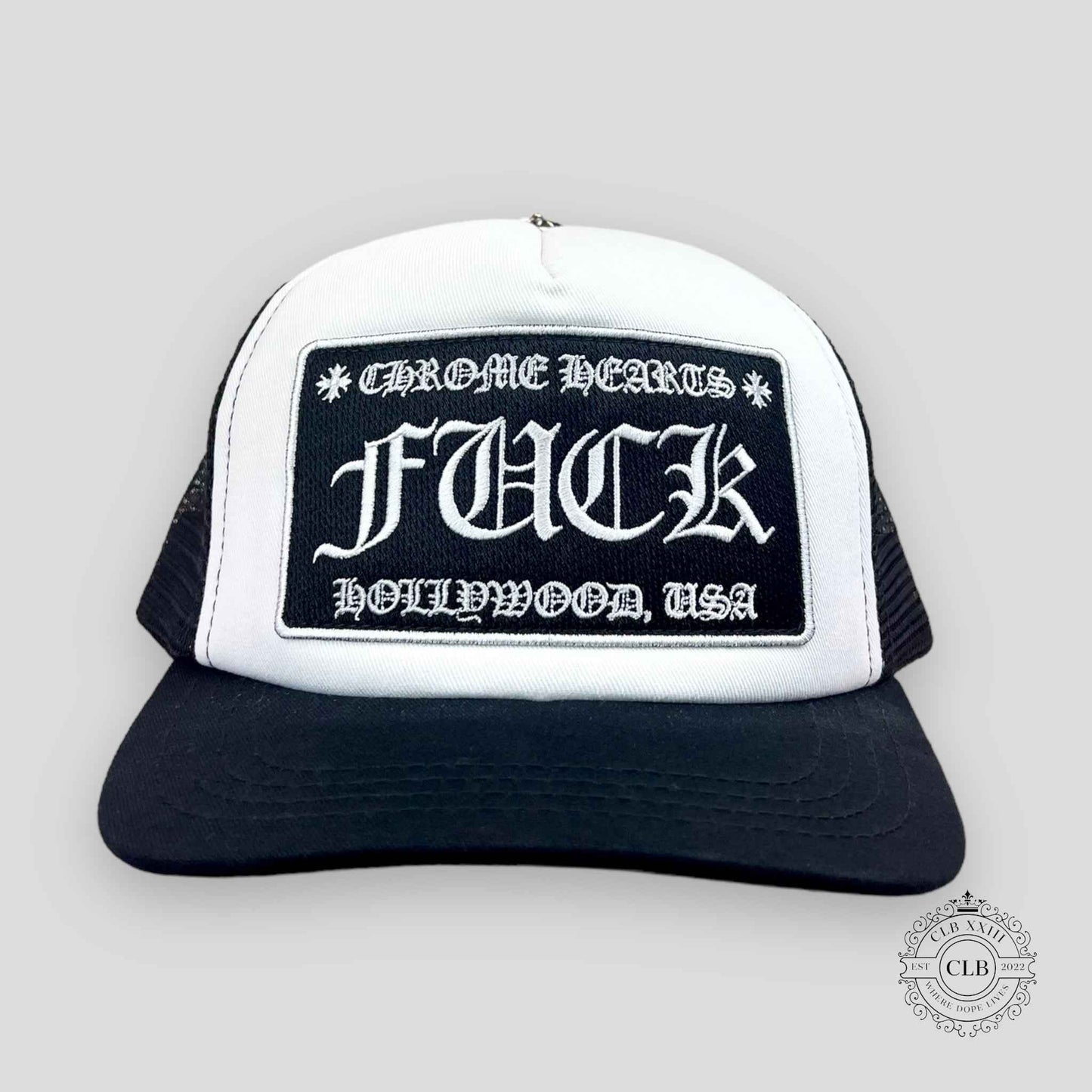 Chrome Hearts Fuck Hollywood Tucker Hat in White